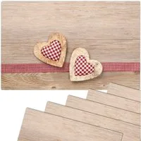 matches21 HOME & HOBBY Platzset Abwaschbare Tischsets 6er Set Landhaus-Stil Herzen, (6-St), Platzsets als Tisch-Untersetzer und Tisch-Deko für Esstisch Teller