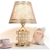 ibettertec LED Teichleuchte Kristall Tischleuchte,Gold Tischlampe Vintage,LED Nachttischlampe, Knopfschalter, einfach zu bedienen. Kristallbasis, High-End-Luxus. Schreibtischlampe im europäischen Stil, tischlampe wohnzimmer/tischlampe schlafzimmer /t