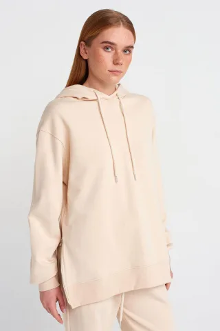 Übergröße Baumwoll-Hoodie mit Reißverschluss vorne
