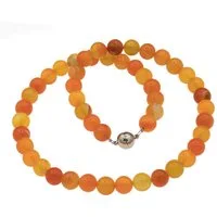 Bella Carina Perlenkette Perlenkette Achat gelb orange Magnetverschluss, gelb orange