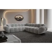 Sofa Dreams Ecksofa Maleron L Form Polstersofa, Design, 4-Sitzer, Loungesofa, Samtstoff Bezug in Hellgrau