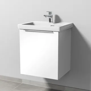 Sanipa 3way Waschtischunterbau zu Villeroy & Boch Subway 3.0 Waschtisch mit 1 Tür, Weiß-Glanz UF84478