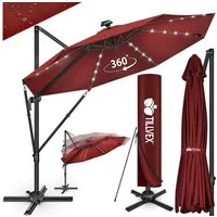 tillvex Sonnenschirm tillvex® LED Premium Alu Sonnenschirm 330 cm + Abdeckung & Windsicheru, Premium-Series, inkl. Regenabdeckung, Ampelschirm 6-fach Verstellbar mit Kurbel