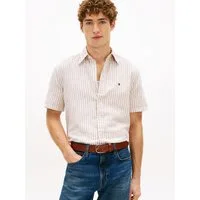 Tommy Hilfiger Kurzarmhemd LINEN BLEND BENGAL STRIPE regular fit, gestreift, Button-down-Kragen