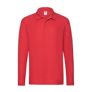 Fruit of the Loom - "Premium" Poloshirt für Herren Langärmlig (Rot)