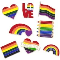 Gravidus Broschen Set Pride 8er Set Metall-Anstecker verschiedene Designs mit Regenbogen