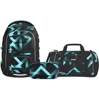 coocazoo Schulranzen Schulrucksack-Set PORTER, Laser Lights 3-teilig (3-teilig), ergonomisch, Körpergröße: 135 - 180 cm, Easy-Grow-System