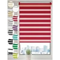 Doppelrollo Klemmfix ohne Bohren Rollos für Fenster und Tür Seitenzugrollo, Sonello, blickdicht, ohne Bohren, freihängend, Klemmfix, 30cm x 100cm Rot Duo Rollo, Lichtschutz, Jalousie mit Klemmträger