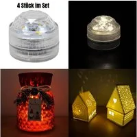 Online-Fuchs LED Dekolicht Set - Power LEDs als Ersatz für Teelichter, Kerzen zur Beleuchtung, 3 leistungsstarke SMD-LEDs, warmweiß, 4er oder 10er Set wählbar