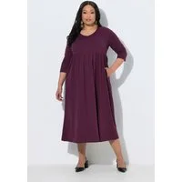 Ulla Popken Maxikleid Jerseykleid Empirenaht V-Ausschnitt 3/4-Arm