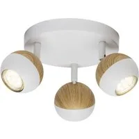 Brilliant Deckenstrahler Scan, LED wechselbar, Warmweiß, LED Spotrondell 3flg weiß/holz hell