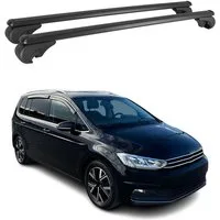 OMAC Dachträger Dachgepäckträger für VW Touran 2003-2023 Alu Schwarz ABE (2-St), Wasserbeständig,Abnehmbar,Multifunktional,Leichtgewichtig