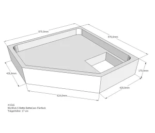 Neuesbad Wannenträger für Bette Caro 90x90x6,5 Fünfeck SD21085