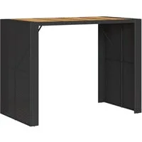 vidaXL Gartentisch Garten-Bartisch mit Holzplatte Schwarz 145x80x110 cm Polyrattan (1-St)