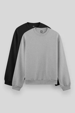 Herren Unifarben Rundhals Sweatshirt