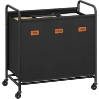 SONGMICS Wäschekorb Wäschekorb mit Rollen, Wäschesammler 3 / 4 Fächer, 170 L Wäschesortierer, 69 x 40 x 91cm