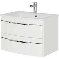 Saphir Waschtisch Serie 7045 Mineralmarmor-Waschtisch und Unterschrank, 71,5 cm breit, Waschplatz mit 2 Schubladen, Badmöbel Set mit Waschtisch