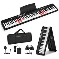 MUSTAR Digitalpiano 88 Tasten Faltbares Klavier mit Beleuchteter Tasten (1-St., mit Bluetooth, MIDI, Sustain Pedal, Kopfhörer für Anfänger), Halbgewichtige Digital Piano, Tragbares E-piano