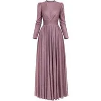 fashionshowcase Abendkleid Elegantes Glitzerndes Tüllkleid - Hijab Kleid Modest Fashion Schimmernder Stoff