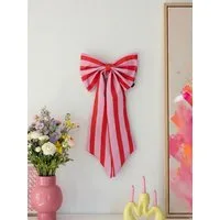 coopz Weihnachtsbaumschleife Schleife Canvas rosa/rot breit gestreift