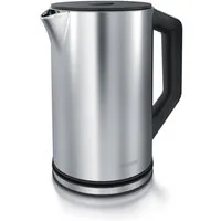Arendo Wasserkocher aus Edelstahl, Temperatureinstellung 40°–100°C mit Anzeige, Doppelwand, 1,5 l, 2200 W, Teekocher mit Temperaturanzeige, in 5 °C-Schritten einstellbar