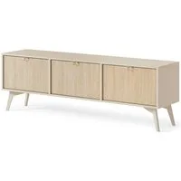 Lomadox Lowboard FAREHAM-160, sandfarben, Front mit Fischgrätenmuster