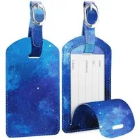 Fintie Gepäckanhänger Kofferanhänger aus Kunstleder, Gepäckanhänger ID Etikett (2 Stück) mit Adressschild Namenschild für Reisetasche Koffer