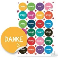 Logbuch-Verlag Aufkleber 24 DANKE Aufkleber bunt 4 cm Dankesaufkleber Dankeschön Sticker -