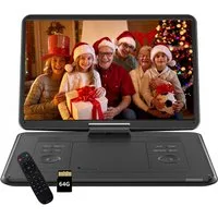 TWUFY 17,5" Tragbarer DVD-Player mit 15,6" großem HD-Display Portabler DVD-Player (Unterstützt USB/TF-Karte/Sync-TV/Projektor-Bildschirm)