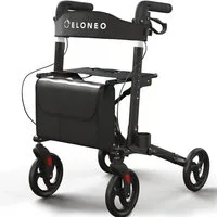 ELONEO Rollator leicht und faltbar mit Sitz, Gehhilfe 8-fach höhenverstellbar, Komfort-Sitz mit Stockhalter, Einkaufstasche & Rückengurt
