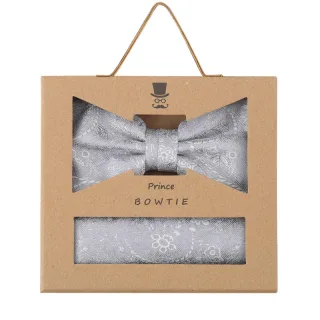 prince bowtie - Set Fliege + Einstecktuch h-grau - Gr. - OS
