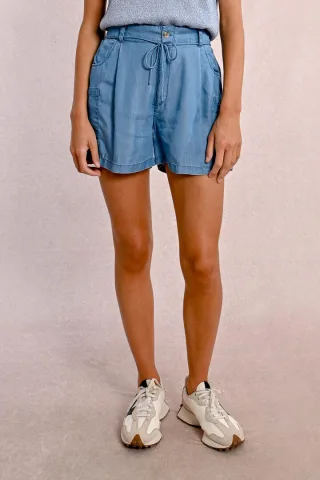 molly bracken - Tencel-Shorts mit hoher Taille blau - Gr. - XS