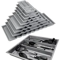SO-TECH® Besteckeinsatz Orga-Box 2 silbergrau Canvas Leinwand Struktur für Nobilia, Mehrzweckeinsatz 509 mm Breite, Silbergrau