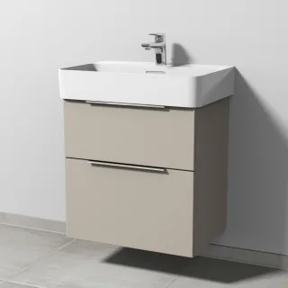 Sanipa 3way Waschtischunterbau zu Laufen VAL Waschtisch mit 2 Auszügen, Kaschmir-Matt UP8211U
