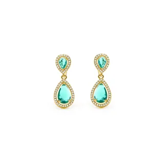 Luxenter Ohrringe aus grünem Paraiba-Hydrothermalquarz mit 18 Karat Gelbgold-Finish – Misim
