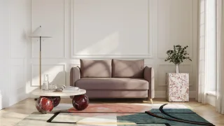 BRUNO Schlafsofa 140cm in Braun | Pillow | stabiles Massivholz & Boxspringkomfort