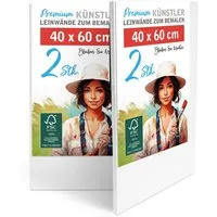 M MERCEO Leinwand, 2er-Set Leinwand 40x60cm (zum Bemalen, Baumwolle, Keilrahmen, 280g/m)