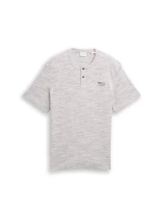 Tom Tailor - Henley T-Shirt in Melange-Optik white grey waffle inject - Gr. - L