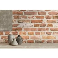 A.S. Création Vliestapete Bricks & Stones Backstein Steinoptik, leicht strukturiert, matt, gemustert, neutral, (1 St), Steintapete Backstein Tapete Tapeten Wohnzimmer Schlafzimmer Küche