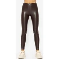 SASSYCLASSY Lederimitathose Skinny Damen Leggings mit Thermo-Futter Mid-Waist Leggings in Lederoptik
