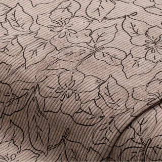 Feincord „Blumen“, taupe/schwarz