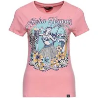 QueenKerosin Print-Shirt Aloha Hawaii (1-tlg) mit Hula-Girl Motiv