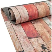 ANRO Küchenläufer RANNA Hochwertig Küchenteppich Teppich Textil, Eckig, Bodenläufer 100x65cm Holz Altparkett Beige pflegeleicht