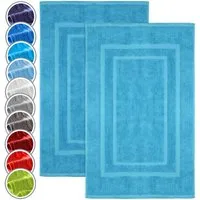 NatureMark Badematte 2er-Set Badvorleger 50x80cm, strapazierfähig, Baumwolle, rechteckig, Badematte 2-tlg., Duschmatte Duschvorleger, Premium Qualität, 50x80cm, Türkis