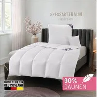 SPESSARTTRAUM Daunenbettdecke First Class, Füllung: 90% Daunen / 10% Federn, Klasse 1, Downpass zertifiziert, Bezug: 100% Baumwolle, Made in Green, Hausstauballergiker geeignet, 5 Wärmeklassen & 6 Größen, Bestseller