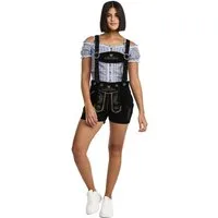 Steigenhöfer Manufaktur Trachtenlederhose Lederhose Damen Shorts Hotpants - 100% Rindsleder - Kurze Hose (Inklusive verstellbaren Trägern) Traditionelles Design - Mit Gürtelschlaufe - Dirndl Alternative