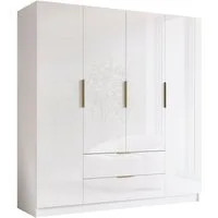 MIRJAN24 Kleiderschrank Sofia I Gloss (mit vier Drehtüren und zwei Schubladen) Kleiderstange, gedämpftem Schließsystem, Fronten in Hochglanz
