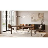 WFL GROUP Esstisch Elan Rechteckiger Ausziehbarer Tisch mit Braunen Beinen (MADE IN EU, XXL Groß – 160 x 90 cm und 180 x 90 cm ausziehbar auf 250 und 270 cm), Butterfly Auszug, Modernes Minimalistisches Premium Design