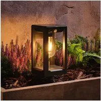 Lights4fun LED Außen-Wandleuchte Warmeweiße Solar-Wandleuchte Ashford mit Bewegungssensor & Erdspieß