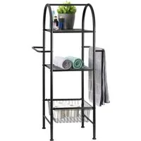 bremermann Standregal Bad-Standregal aus Metall, 2in1, 3 Etagen, 2 Handtuchstangen, schwarz, 1-tlg., 2 seitliche Handtuchstangen